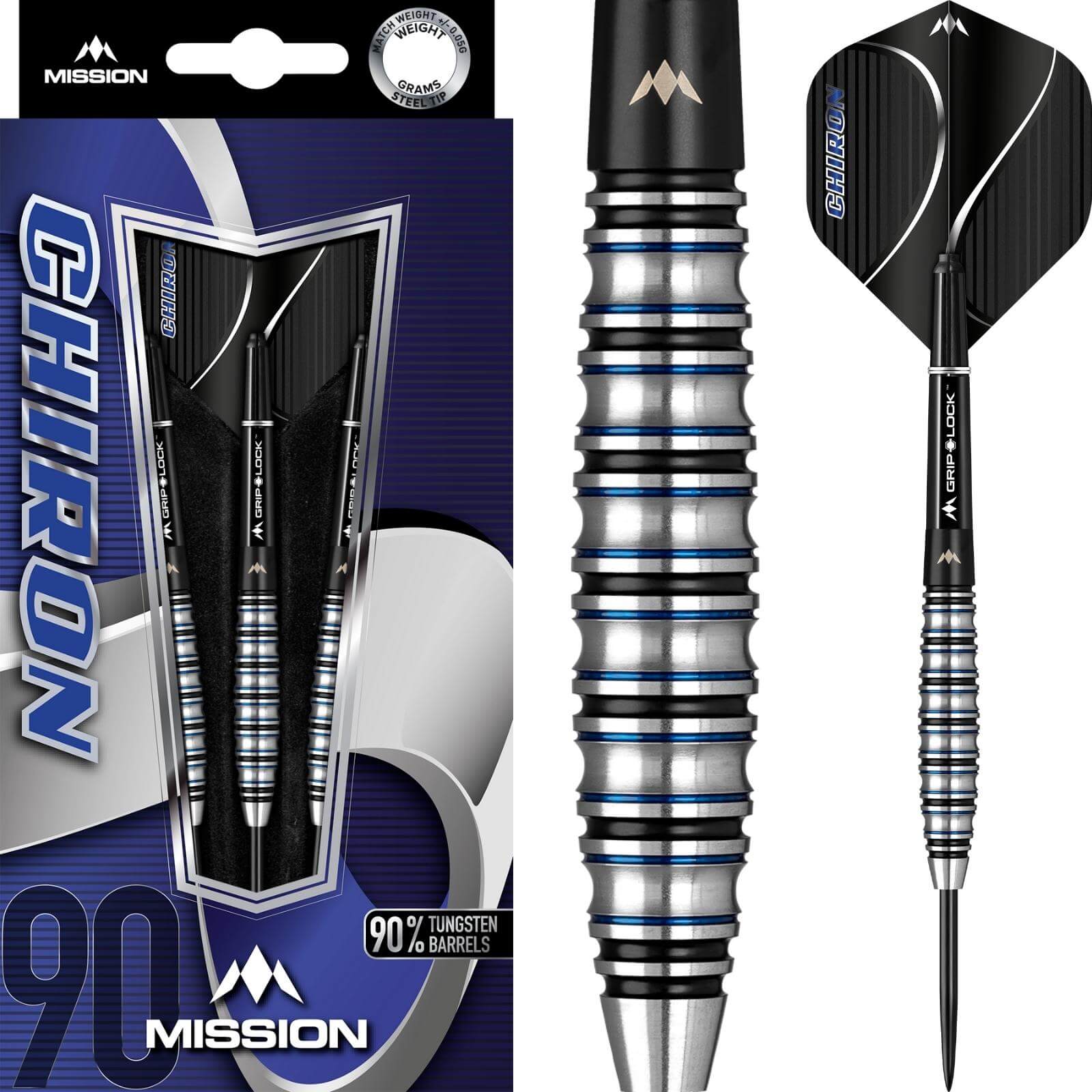 Darts - Mission - Chiron M2 Darts - Steel Tip - 90% Tungsten - 23g 25g 