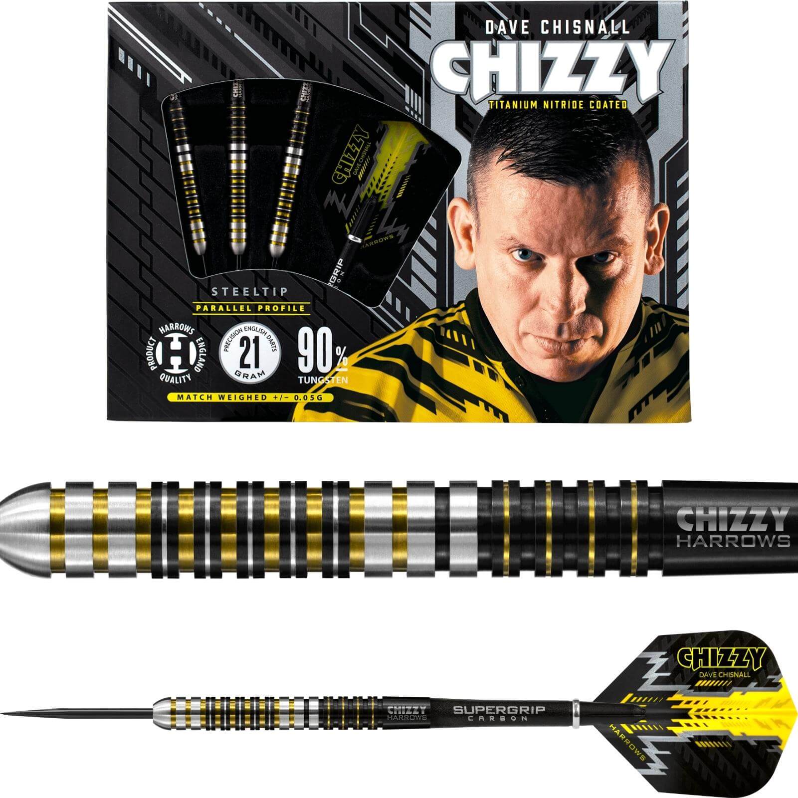 Darts - Harrows - Chizzy - Dave Chisnall Darts - Steel Tip - 90% Tungsten - 21g 22g 23g 24g 25g 26g 