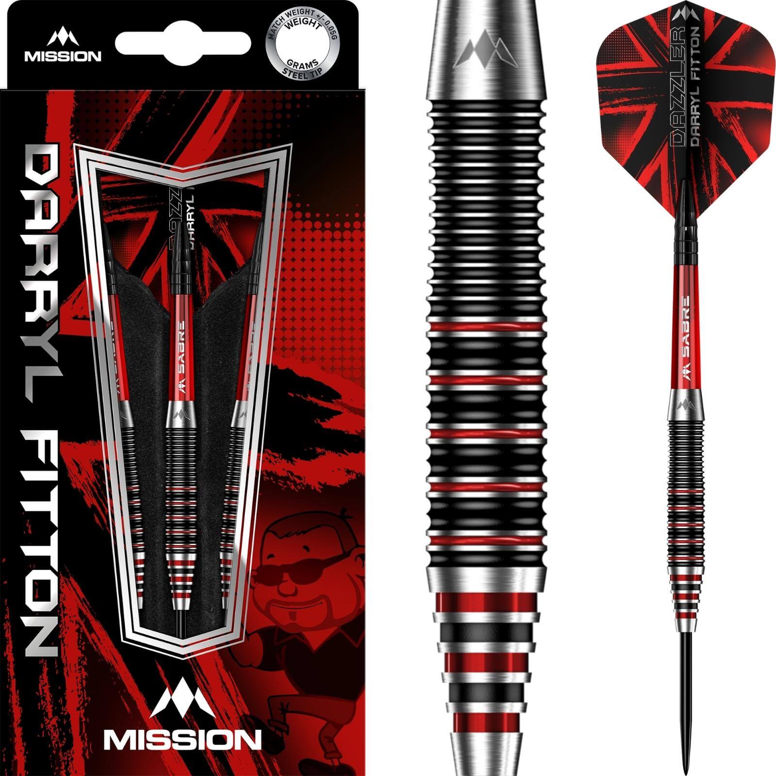 Darts - Mission - Darryl Fitton Darts - Steel Tip - 95% Tungsten - 22g 24g 26g 