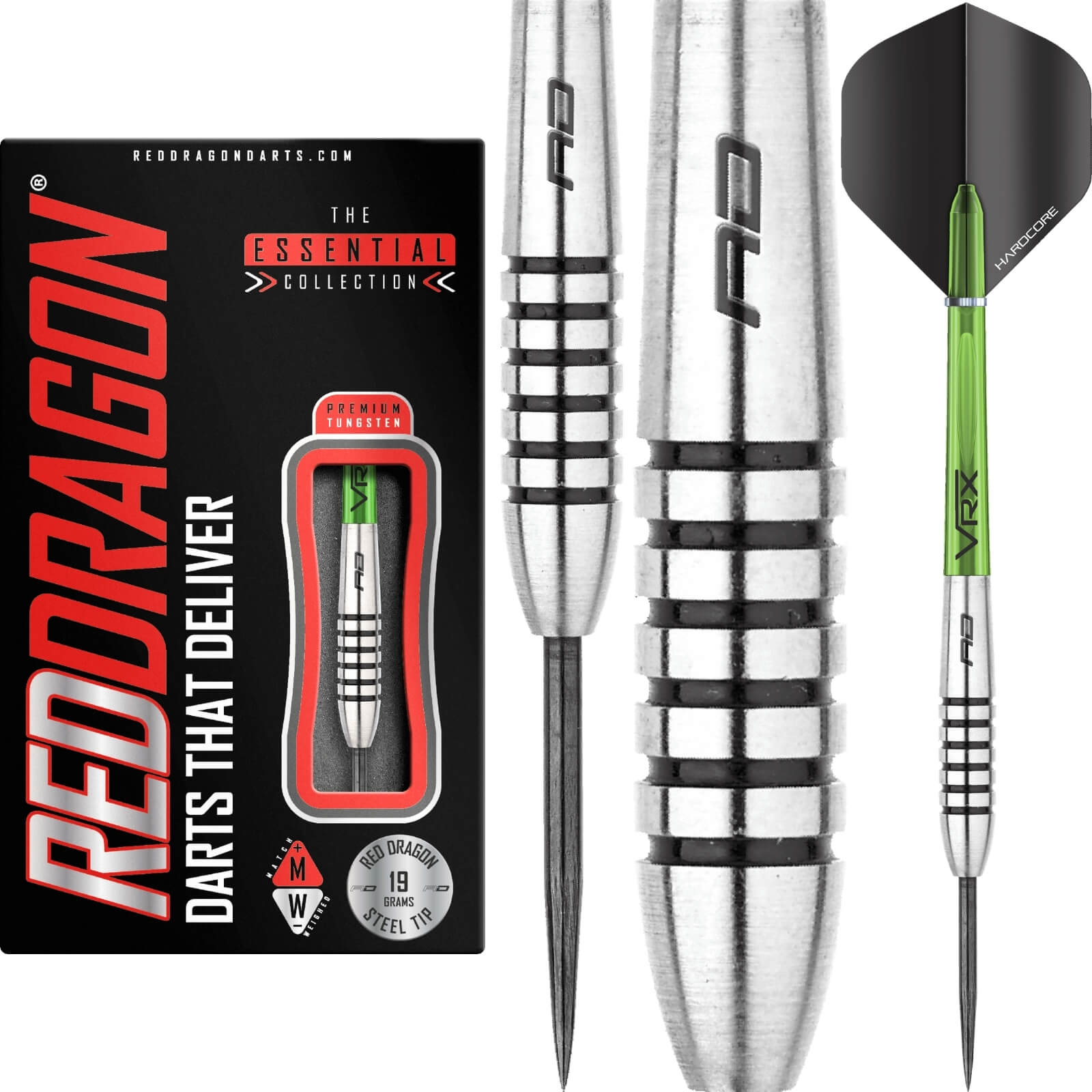 Darts - Red Dragon - Featherlite 9 Darts - Steel Tip - 85% Tungsten - 19g 