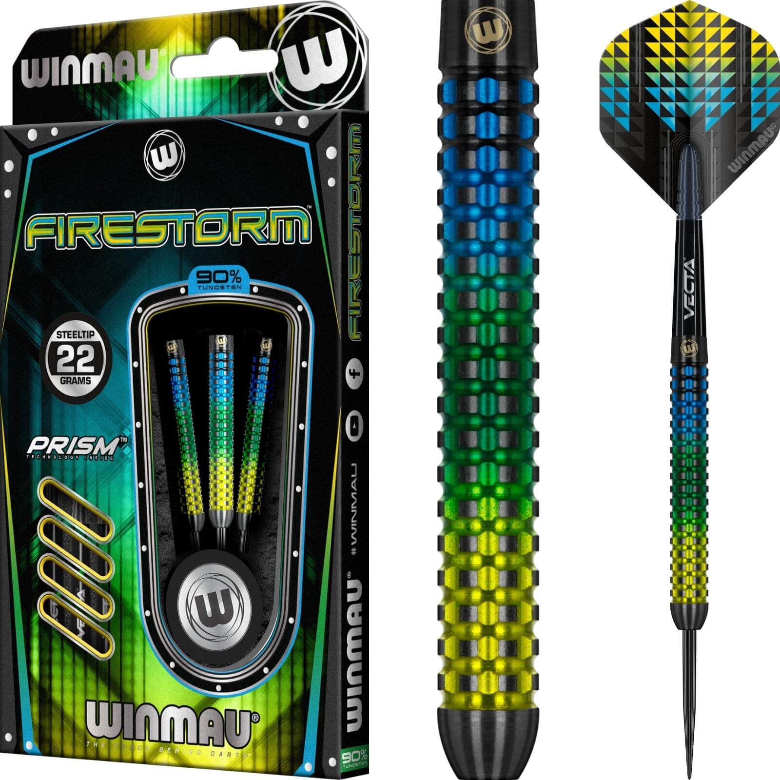 Darts - Winmau - Firestorm Darts - Steel Tip - 90% Tungsten - 22g 24g 26g 28g 