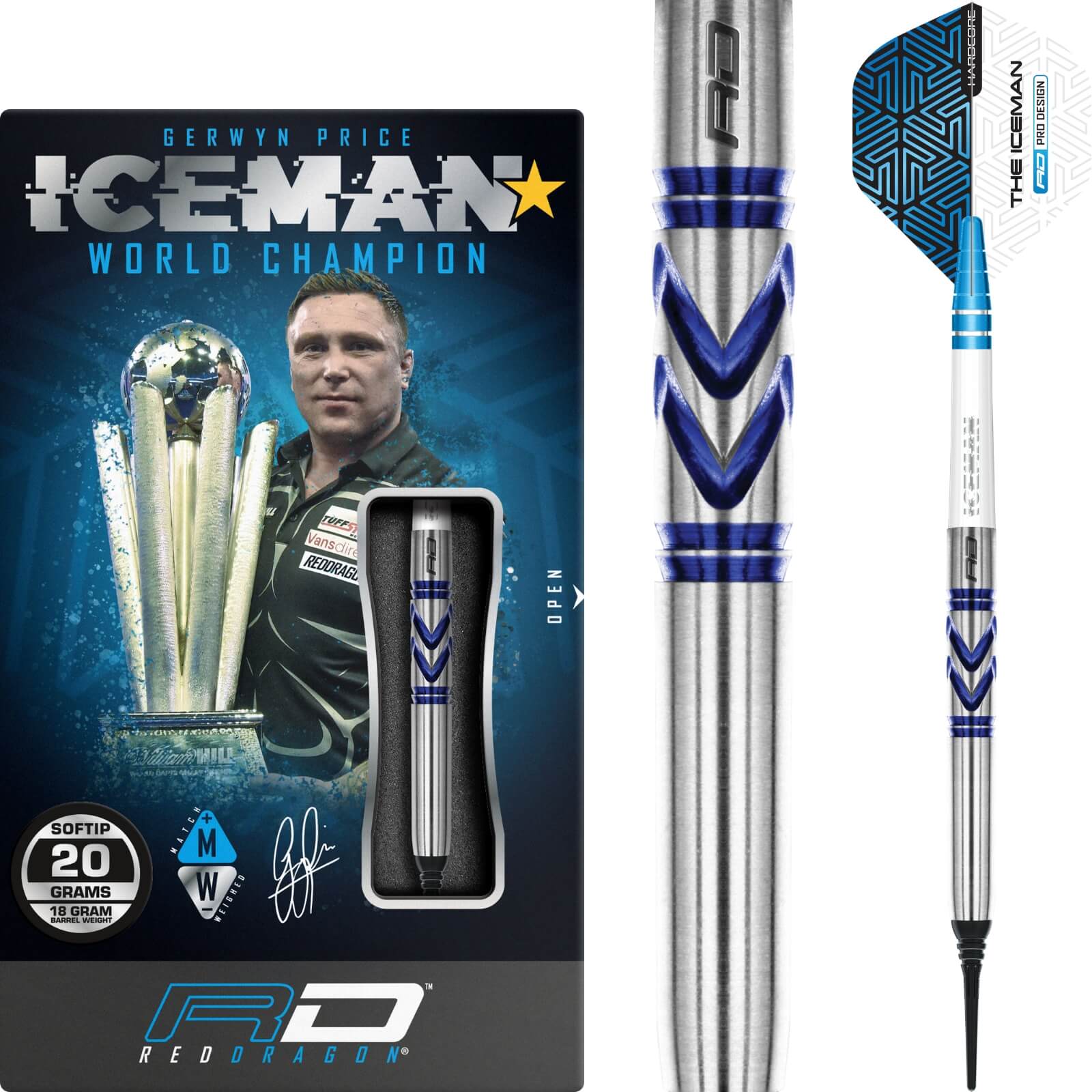 Darts - Red Dragon - Gerwyn Price Avalanche Pro Darts - Soft Tip - 90% Tungsten - 20g 