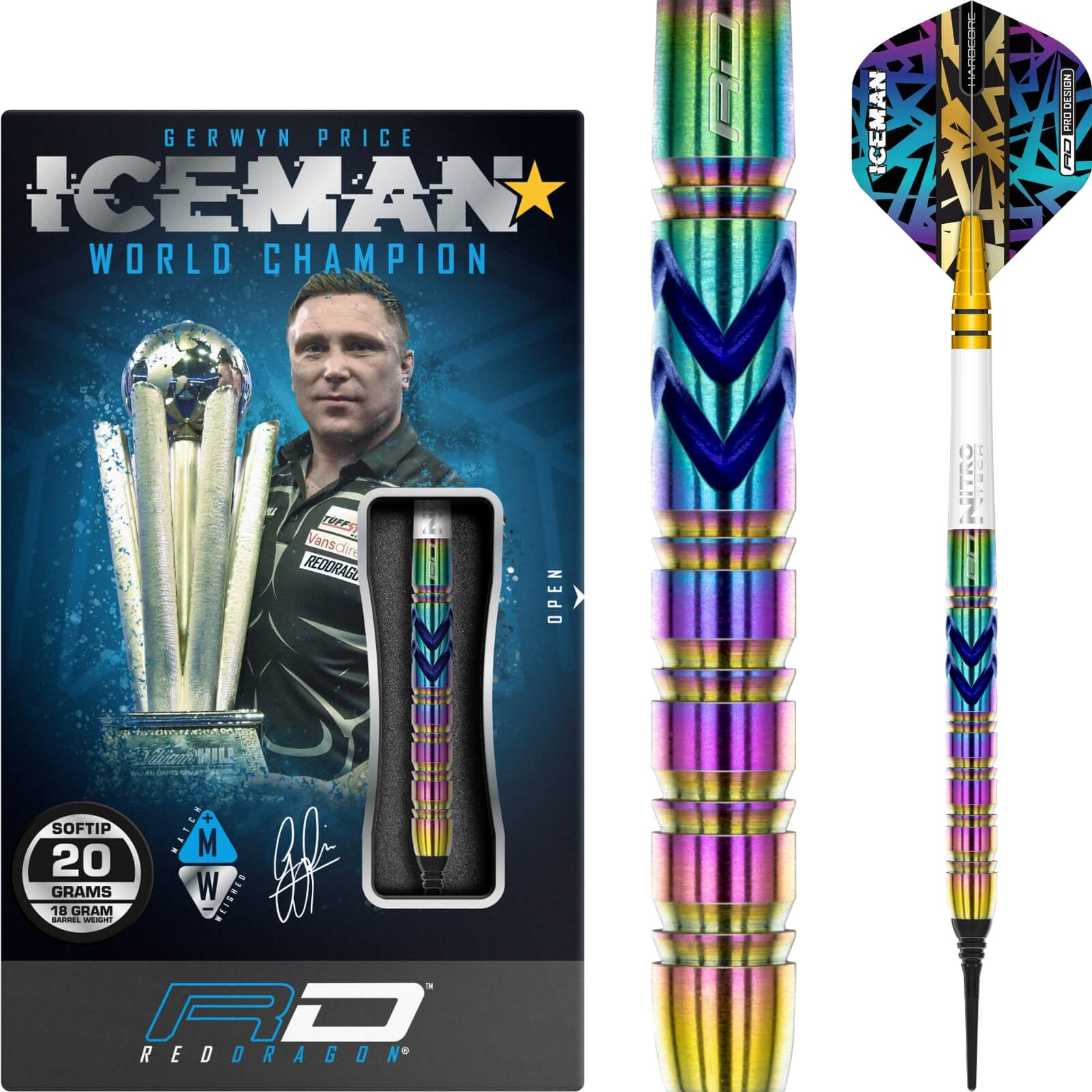 Darts - Red Dragon - Gerwyn Price Ionic Darts - Soft Tip - 90% Tungsten - 20g 