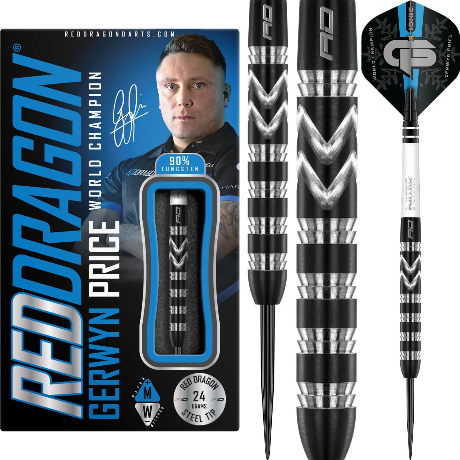 Darts - Red Dragon - Gerwyn Price World Champion SE Darts - Steel Tip - 90% Tungsten - 24g 26g 