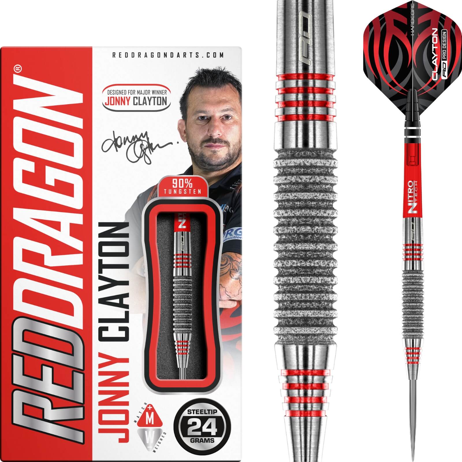 Darts - Red Dragon - Jonny Clayton Element Darts - Steel Tip - 90% Tungsten - 24g 