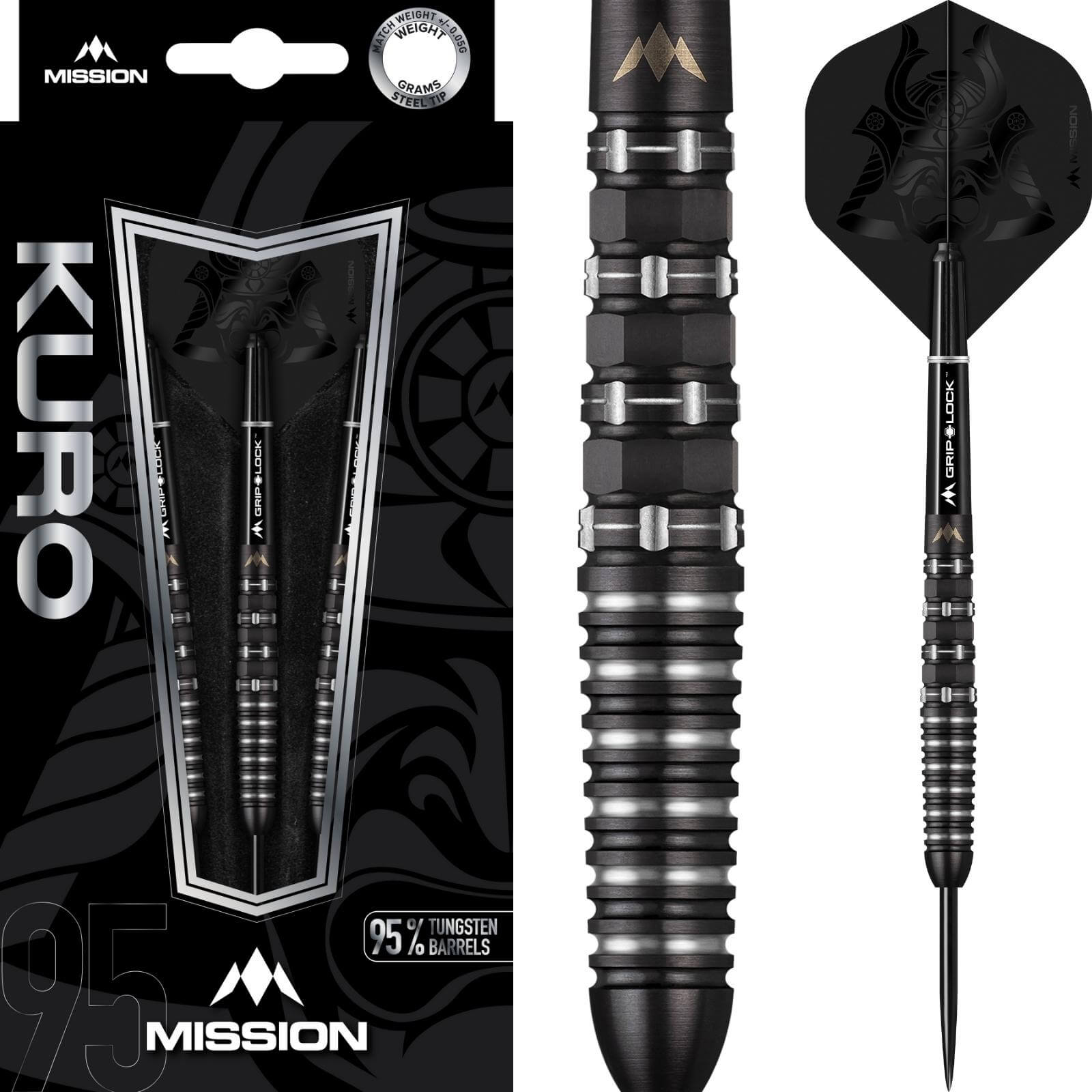 Darts - Mission - Kuro M3 Darts - Steel Tip - 95% Tungsten - 22g 24g 