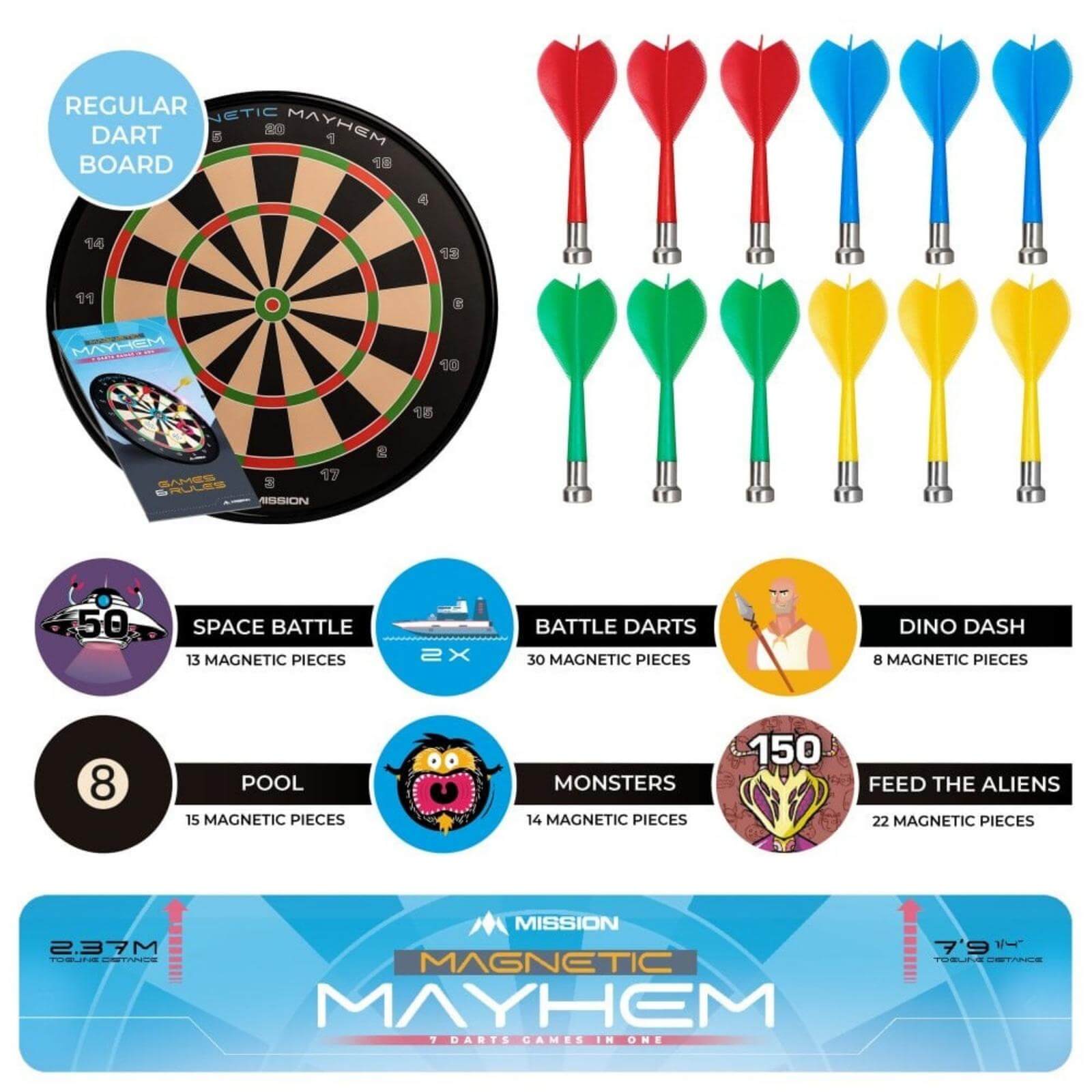 Dartboards - Mission - Magnetic Mayhem - A Fun And Safe Magnetic Dart Board Set For The Whole Family! 