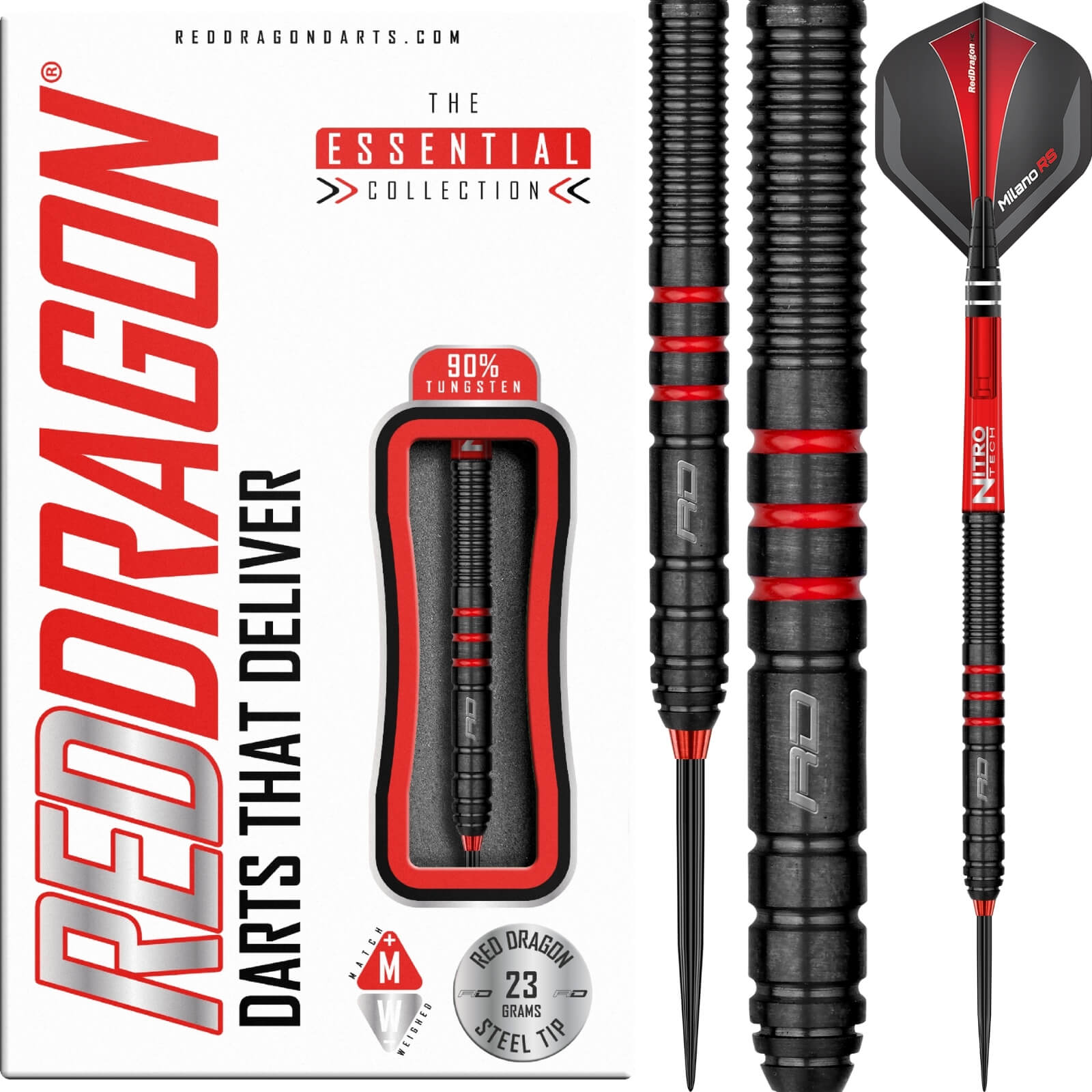 Darts - Red Dragon - Milano RS Darts - Steel Tip - 90% Tungsten - 23g 