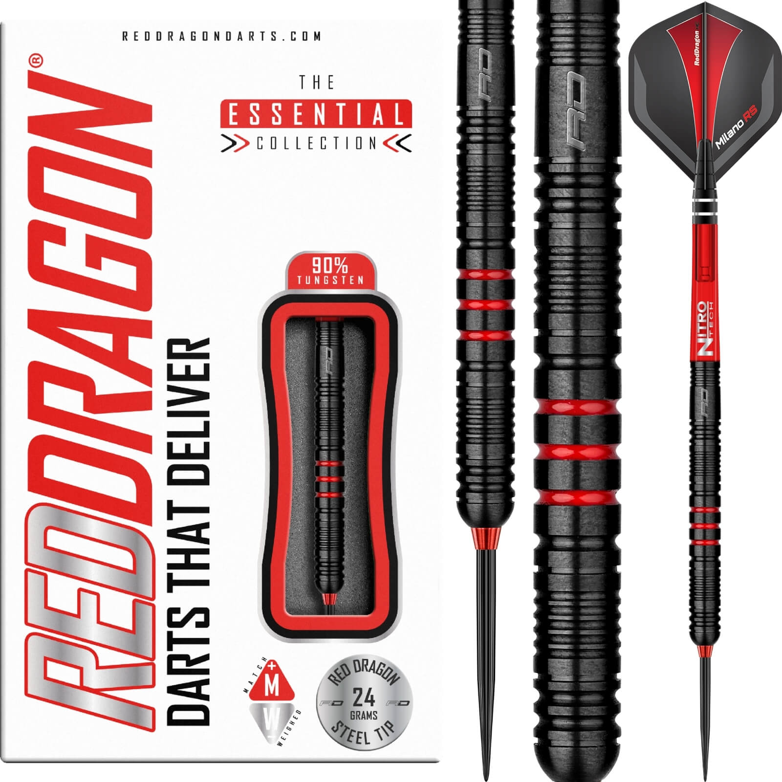 Darts - Red Dragon - Milano RS Darts - Steel Tip - 90% Tungsten - 24g 26g 