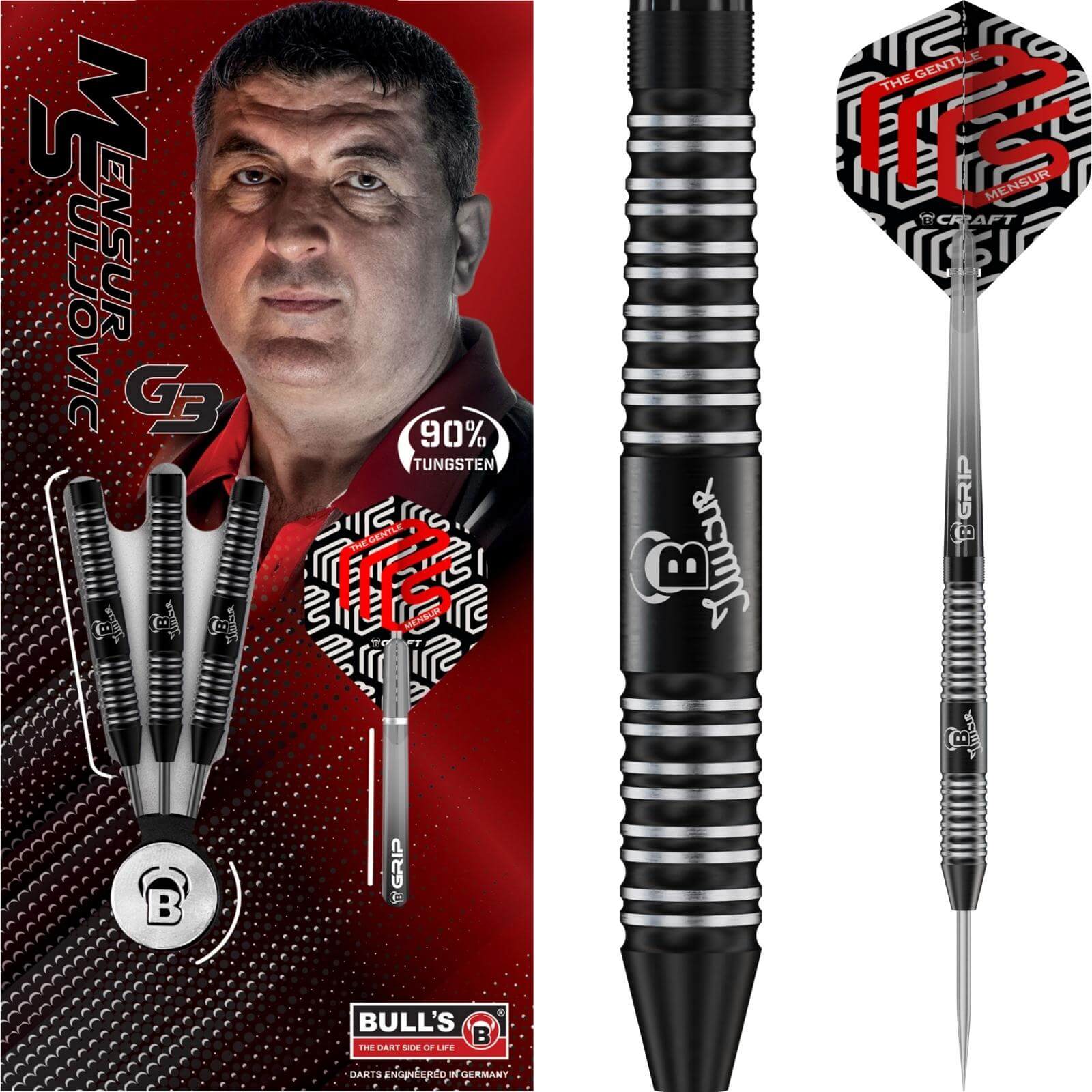 Darts - BULL'S - Mensur Suljovic G3 Darts - Steel Tip - 90% Tungsten - 21g 23g 25g 