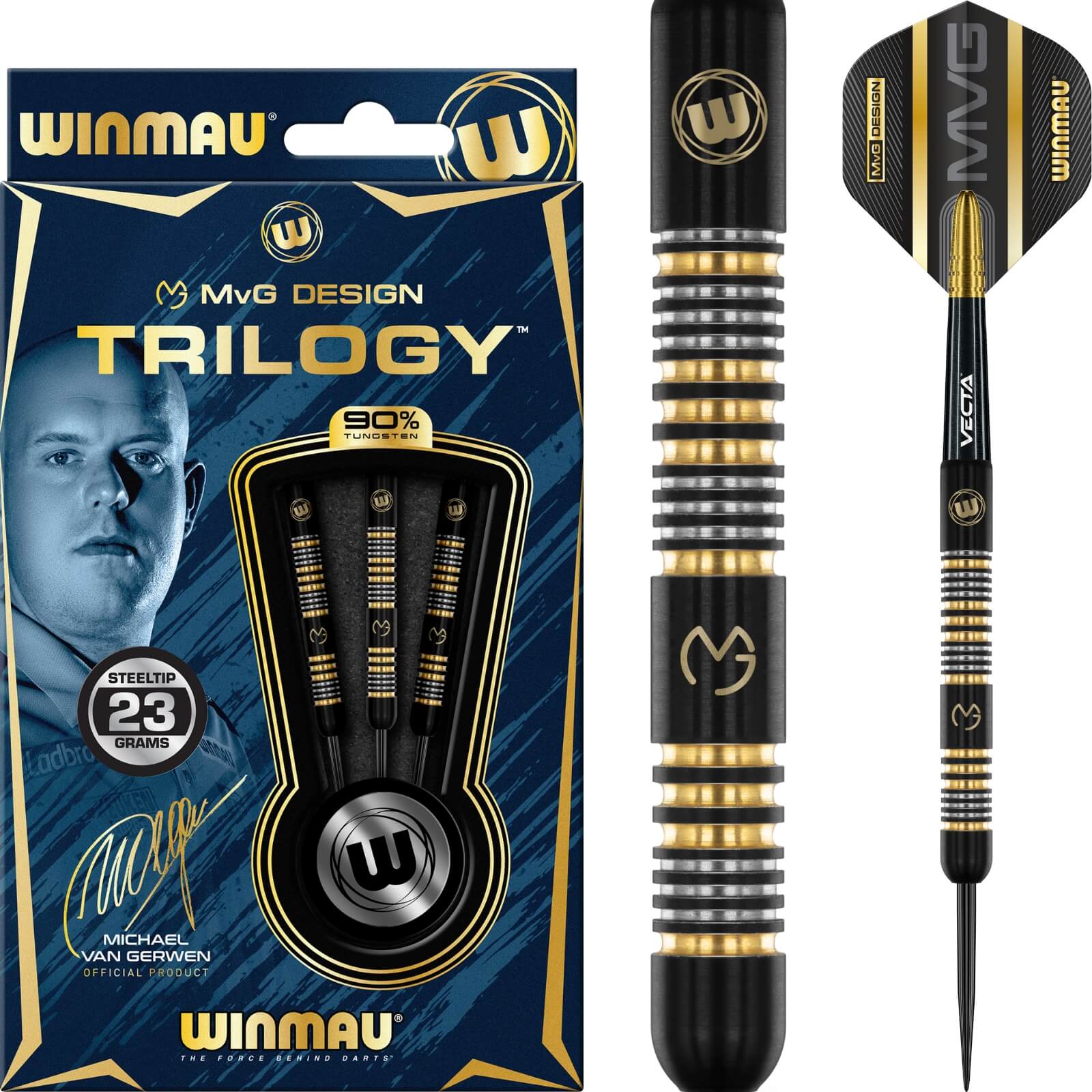 Darts - Winmau - MvG Trilogy Darts - Steel Tip - 90% Tungsten - 21.5g 23g 24g 