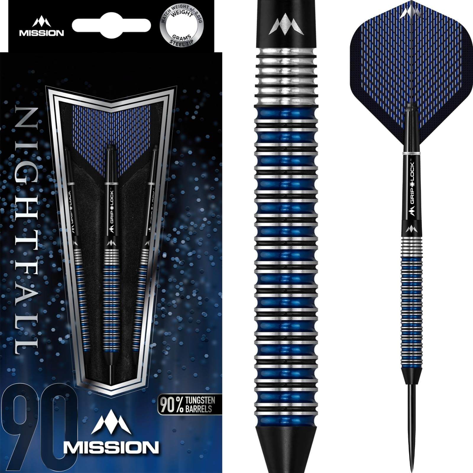 Darts - Mission - Nightfall M2 Darts - Steel Tip - 90% Tungsten - 22g 24g 