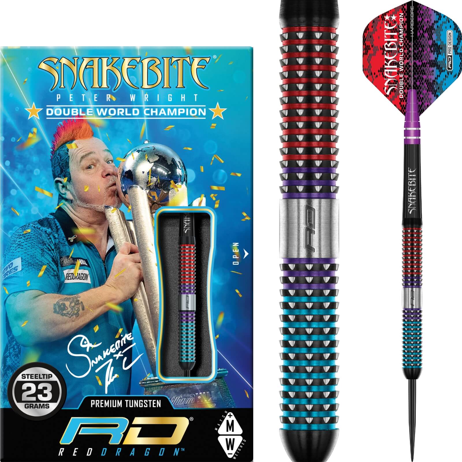 Darts - Red Dragon - Peter Wright Spirit Darts - Steel Tip - 90% Tungsten - 21g 23g 25g 