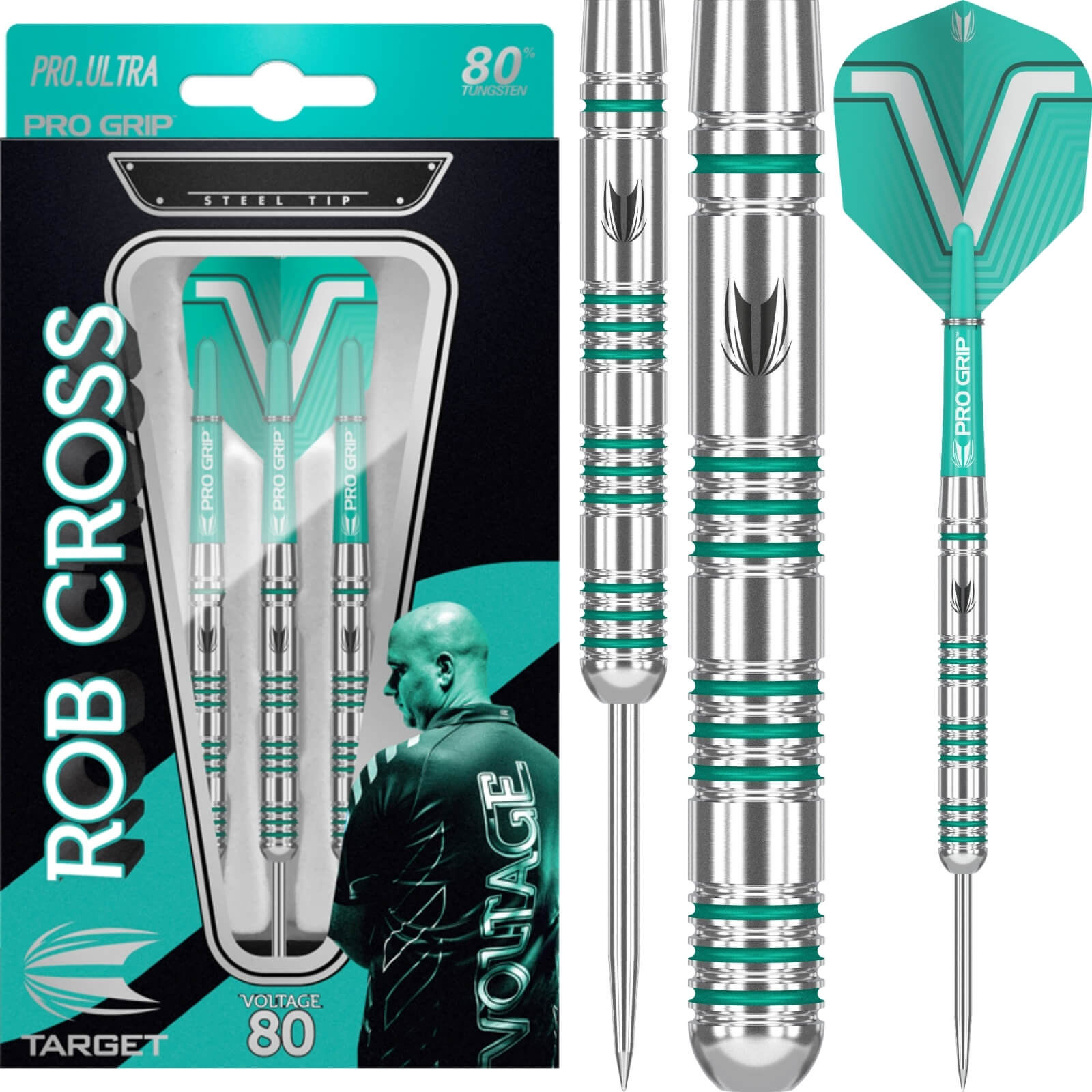 Darts - Target - Rob Cross 80 Series Darts - Steel Tip - 80% Tungsten - 22g 24g 