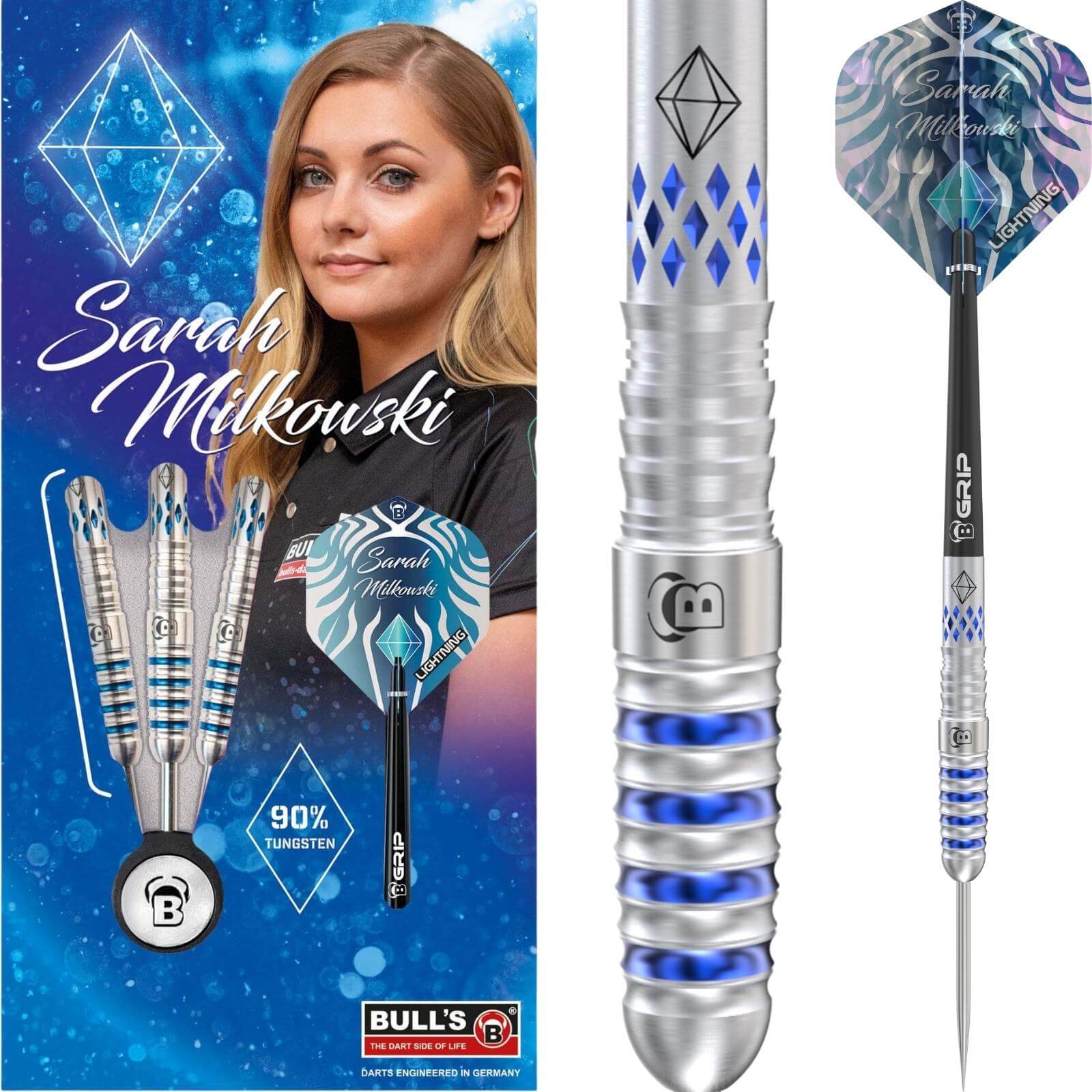 Darts - BULL'S - Sarah Milkowski Darts - Steel Tip - 90% Tungsten - 22g 