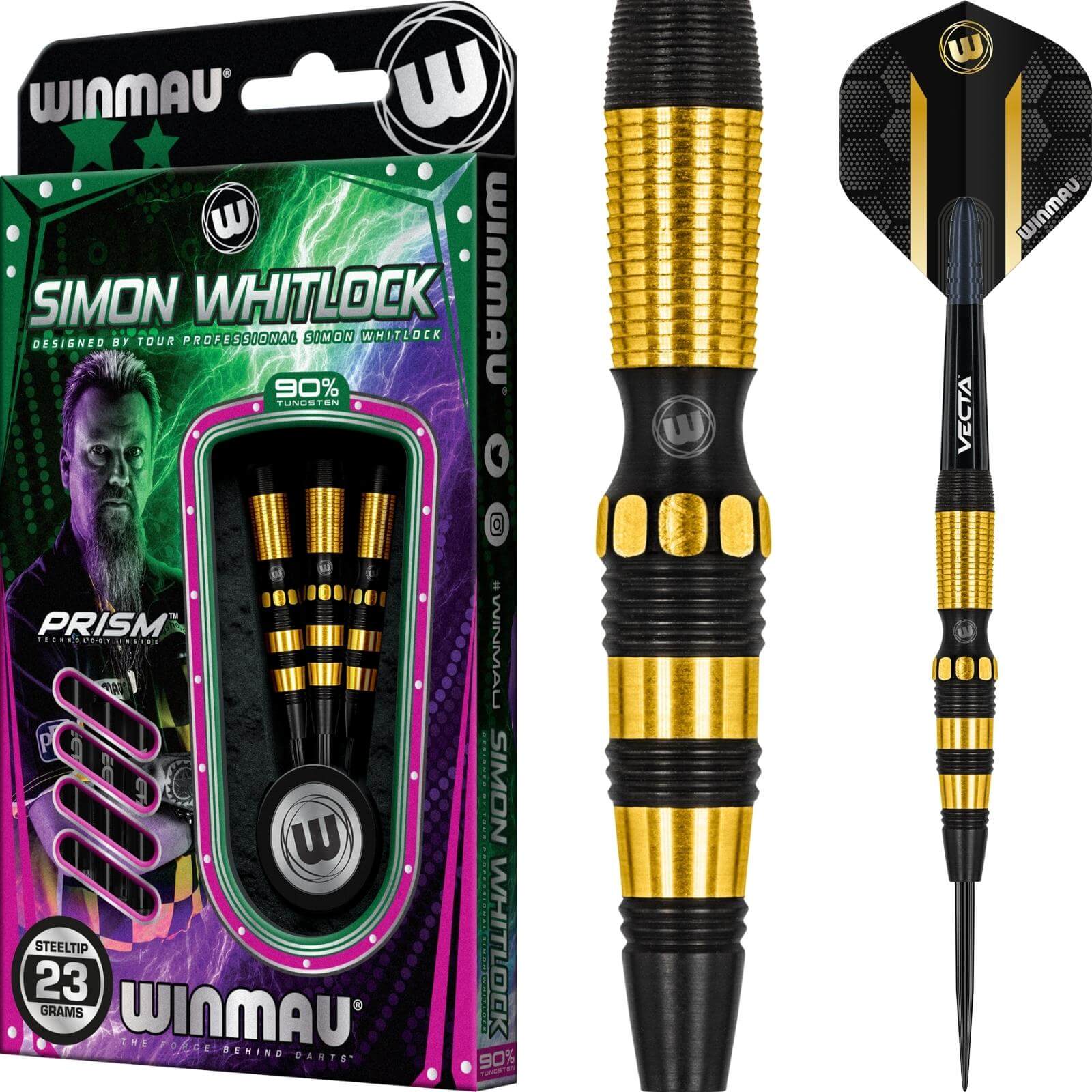 Darts - Winmau - Simon Whitlock Onyx AU Darts - Steel Tip - 90% Tungsten - 21g 23g 