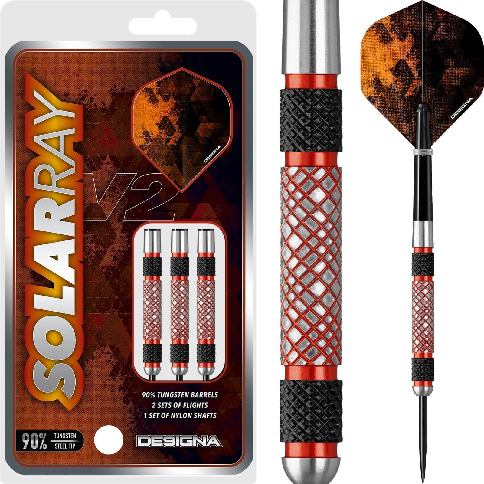 Darts - Designa - Solar Ray V2 Darts - Steel Tip - 90% Tungsten - 22g 24g 26g 28g 30g 32g 