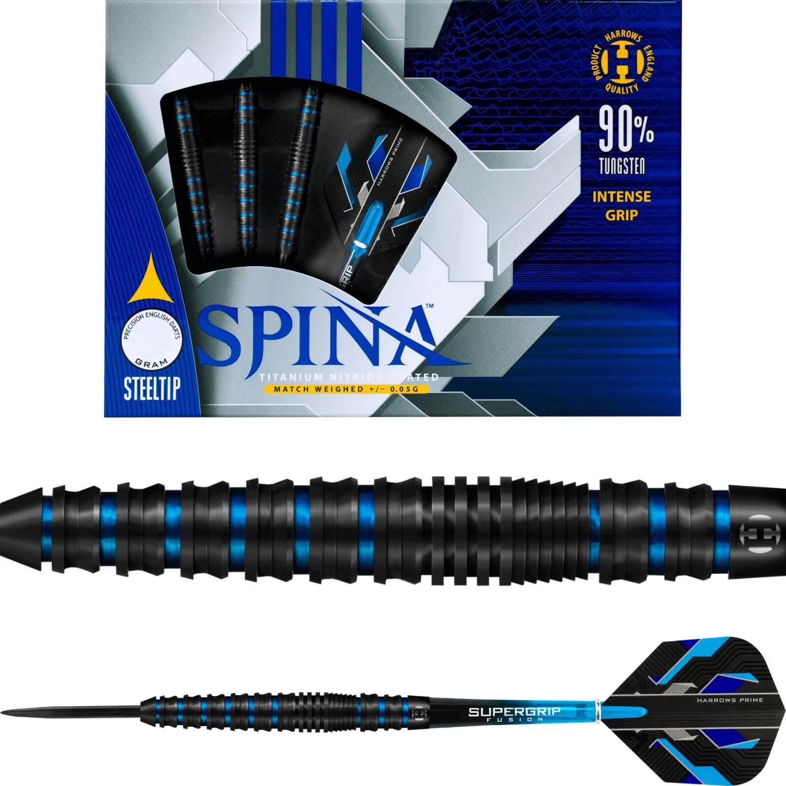 Darts - Harrows - Spina Black Darts - Steel Tip - 90% Tungsten - 21g 22g 23g 24g 25g 26g 