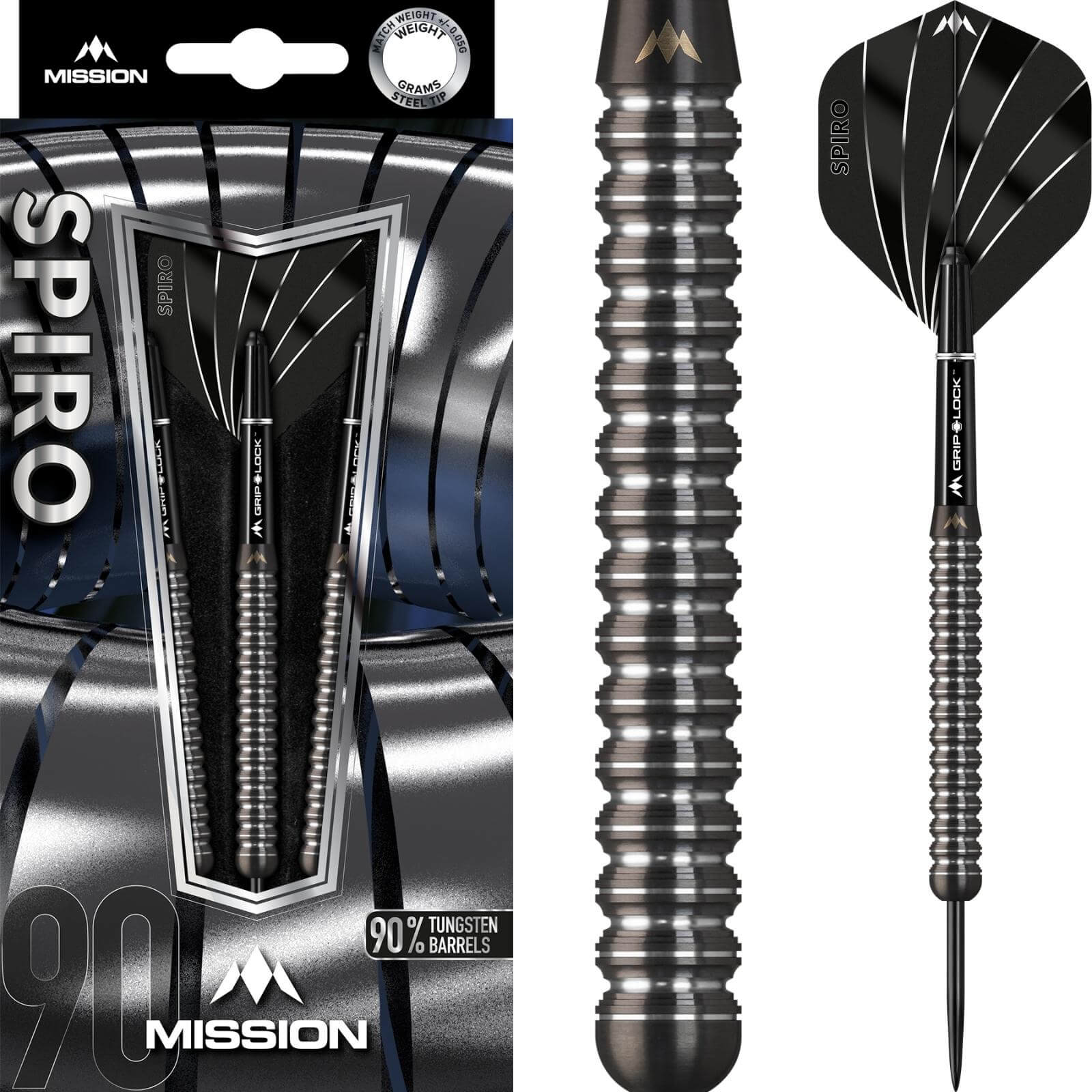 Darts - Mission - Spiro M1 Darts - Steel Tip - 90% Tungsten - 21g 23g 25g 