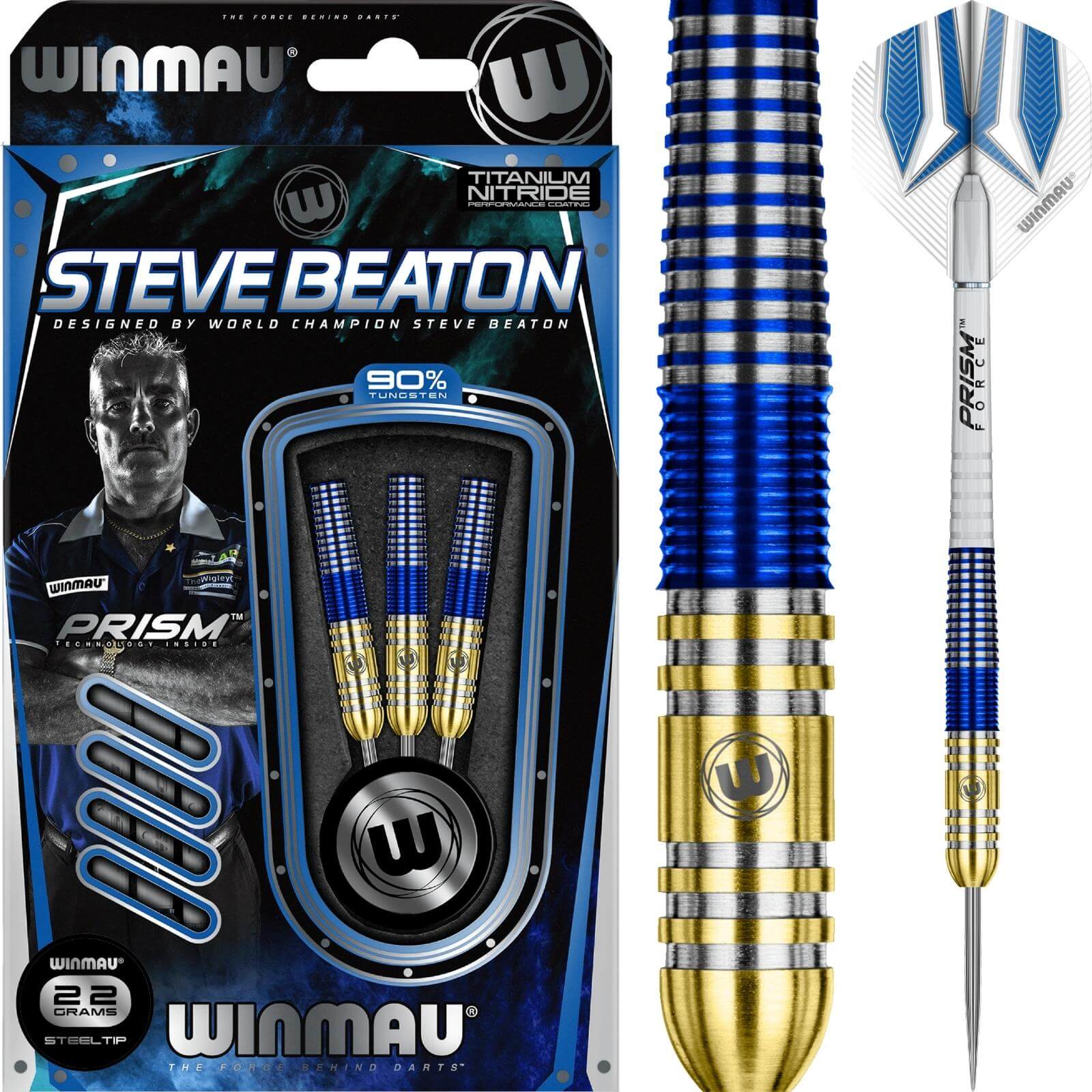 Darts - Winmau - Steve Beaton Darts - Steel Tip - 90% Tungsten - 22g 24g 26g 