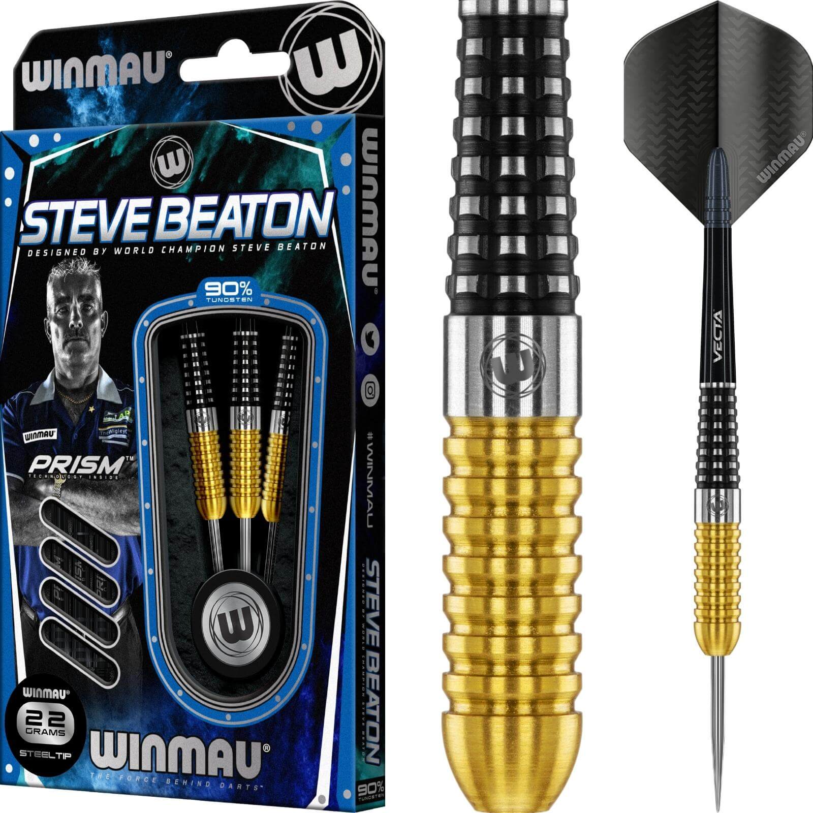 Darts - Winmau - Steve Beaton SE Darts - Steel Tip - 90% Tungsten - 22g 24g 
