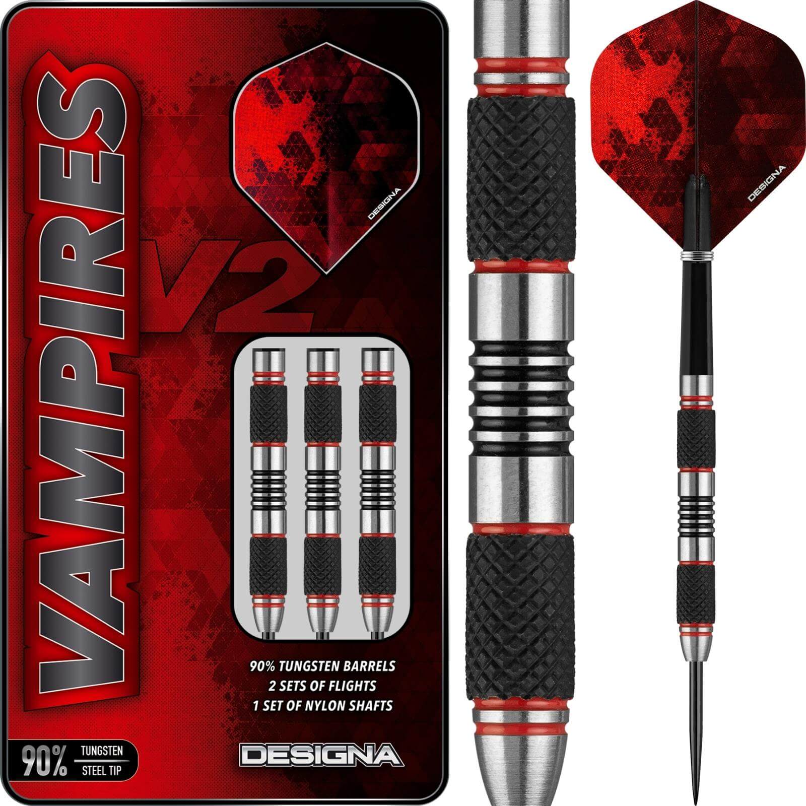 Darts - Designa - Vampires V2 M1 Darts - Steel Tip - 90% Tungsten - 22g 24g 26g 