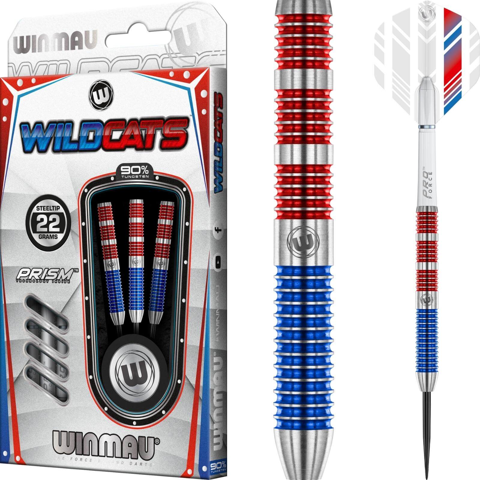 Darts - Winmau - Wildcats Darts - Steel Tip - 90% Tungsten - 21g 22g 23g 24g 25g 26g 