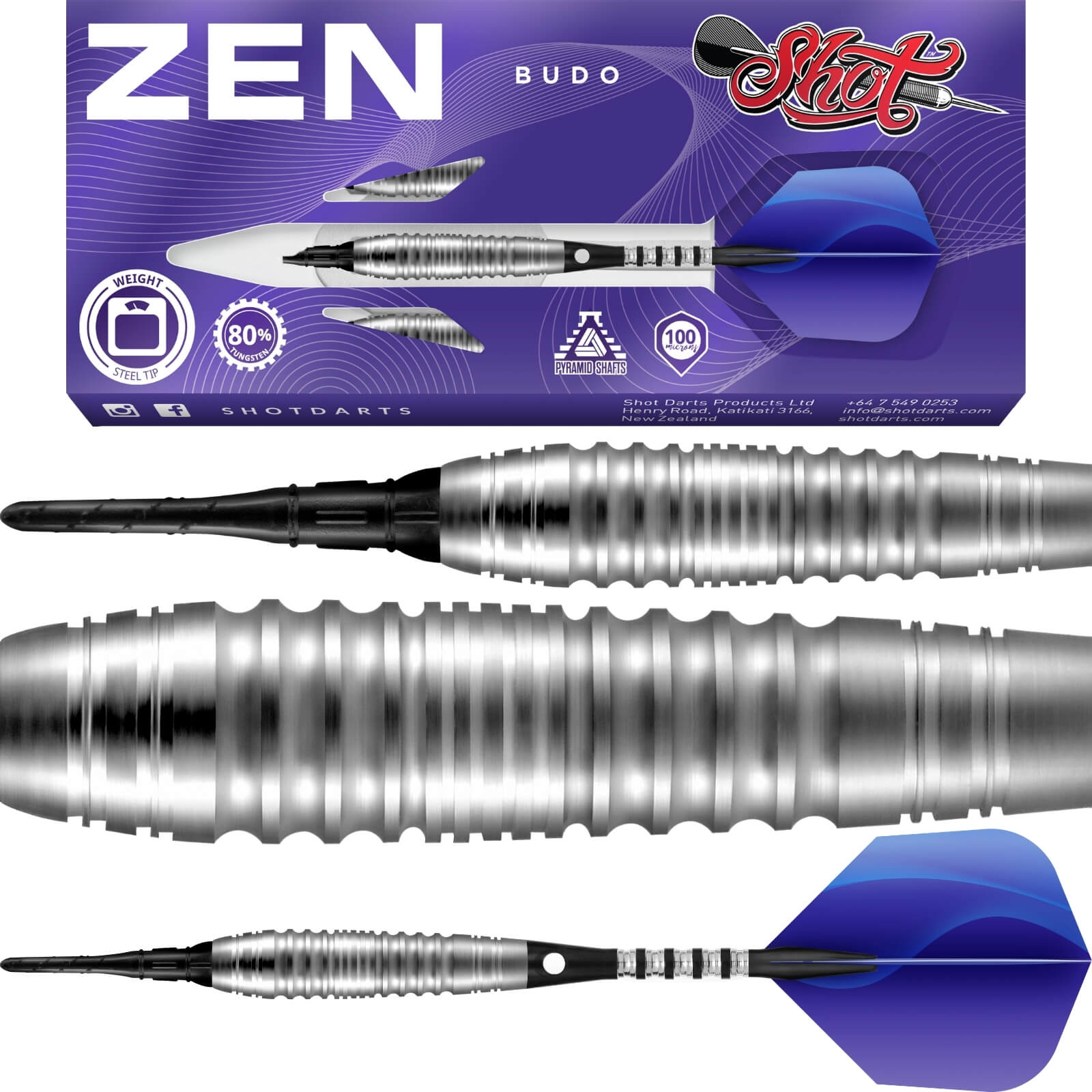 Darts - Shot - Zen Budo Darts - Soft Tip - 80% Tungsten - 18g 20g 