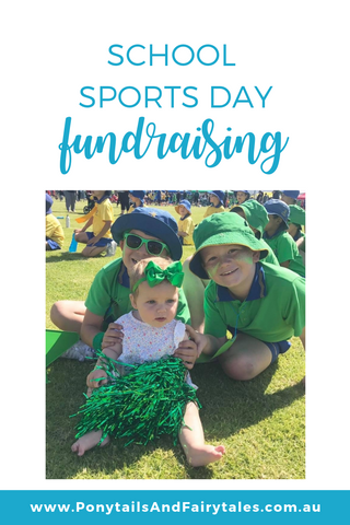 Girls and boys in team colours for their school sports day - siblings included