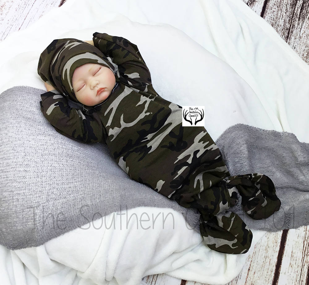 camo coming home outfit for a boy