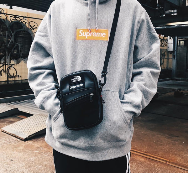 supreme x the north face leather shoulder bag