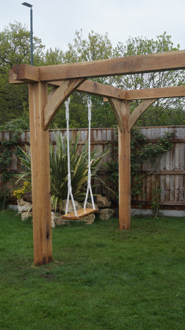 Design, Build & Installation of a Solid Oak Pergola with Natural Edged Oak Tree Swings