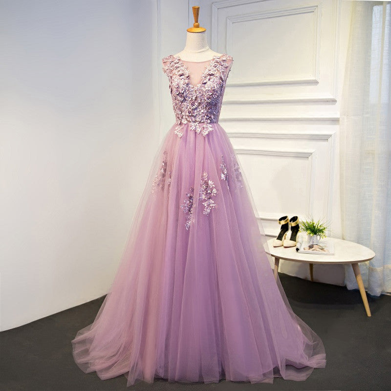 floral tulle prom dress