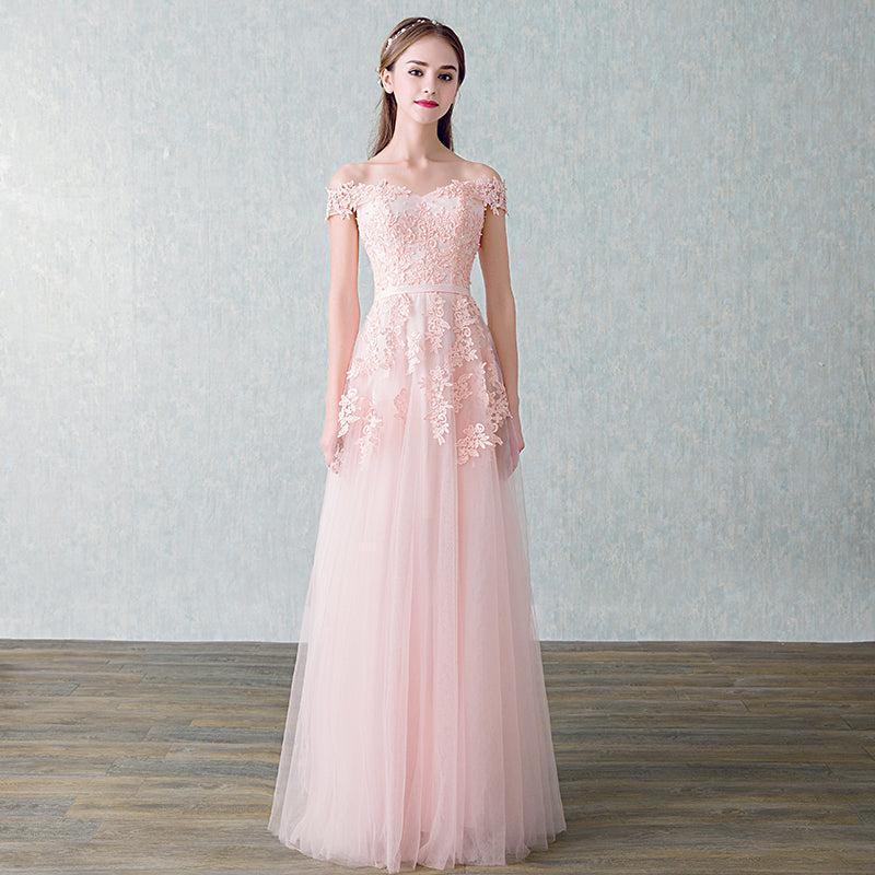 off shoulder tulle prom dress