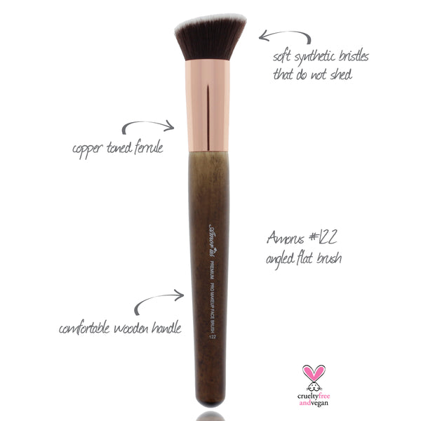 122 Amorus USA Premium Angled Flat Kabuki Makeup Brush Amor Us makeup cosmetics brushes vegan cruelty free