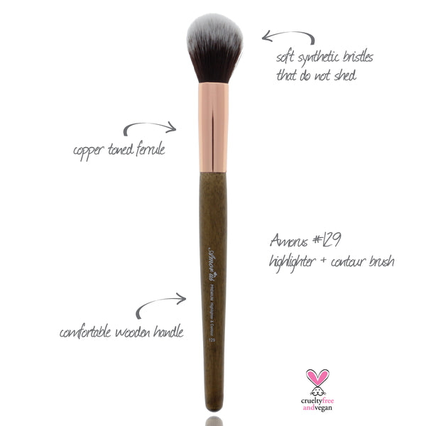 129 Amorus USA Premium Highlighter and Contour Face Makeup Brush Amor Us makeup cosmetics brushes vegan cruelty free