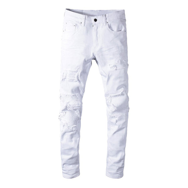 all white biker jeans