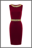 Cavendish Embellished Dress - Dark Red Neoprene