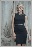 Cavendish Embellished Dress - Black Neoprene