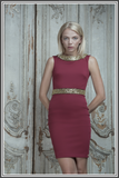 Cavendish Embellished Dress - Dark Red Neoprene