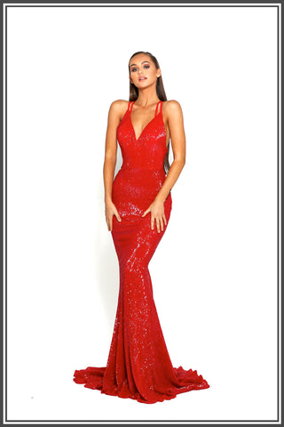 Portia and Scarlett Chicago Gown in Red Sequin