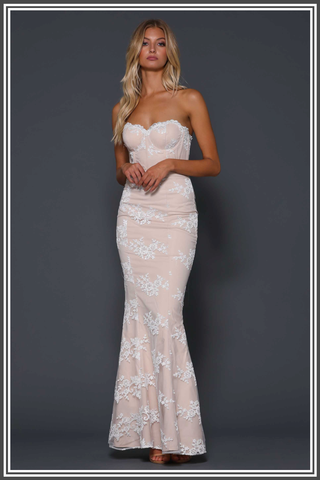 Haven Gown - White / Soft Pink