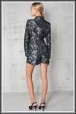 Brocade Tuxedo Style Playsuit - Black / Silver