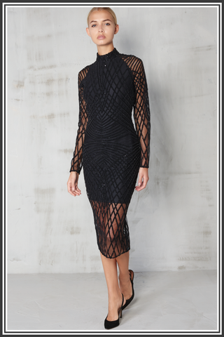 Lavish Alice Sequin Dress Black