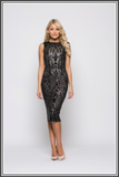 Black Marigold Sequin Midi Dresses