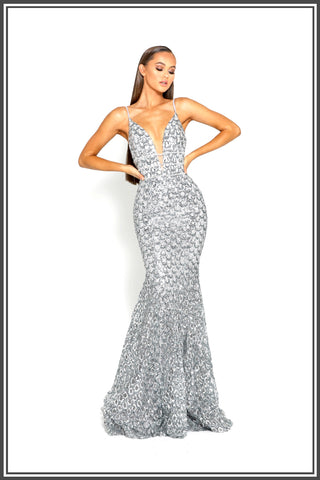 Portia and Scarlett Lois Gown Silver Sequin
