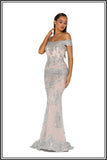 Christy Silver & Nude Prom Dress