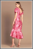 Argento Midi Dress in Pink Jacquard by Love Honor