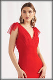 Sophia Tulle Midi Dress in Scarlet