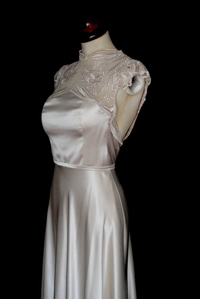 bespoke satin wedding dress by alexandra king